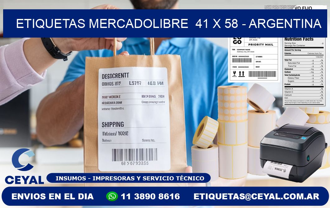 ETIQUETAS MERCADOLIBRE  41 x 58 - ARGENTINA