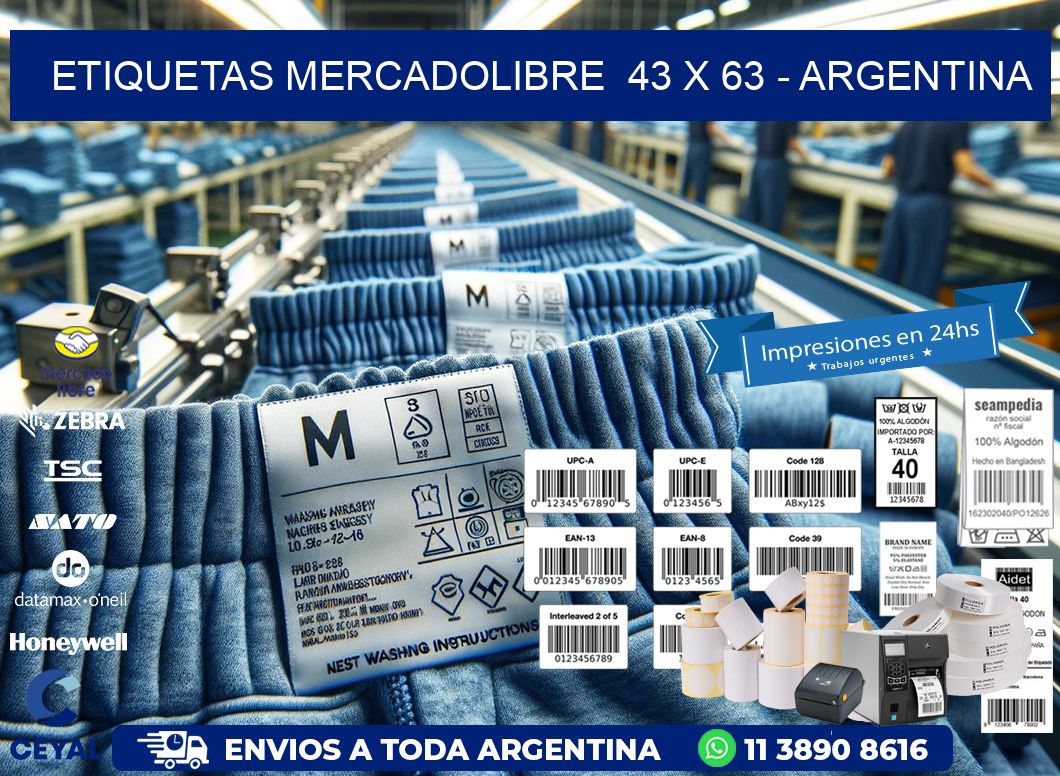 ETIQUETAS MERCADOLIBRE  43 x 63 - ARGENTINA