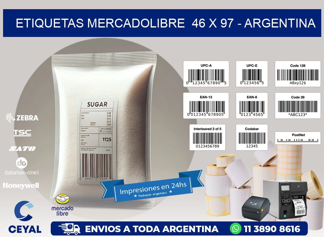 ETIQUETAS MERCADOLIBRE  46 x 97 - ARGENTINA