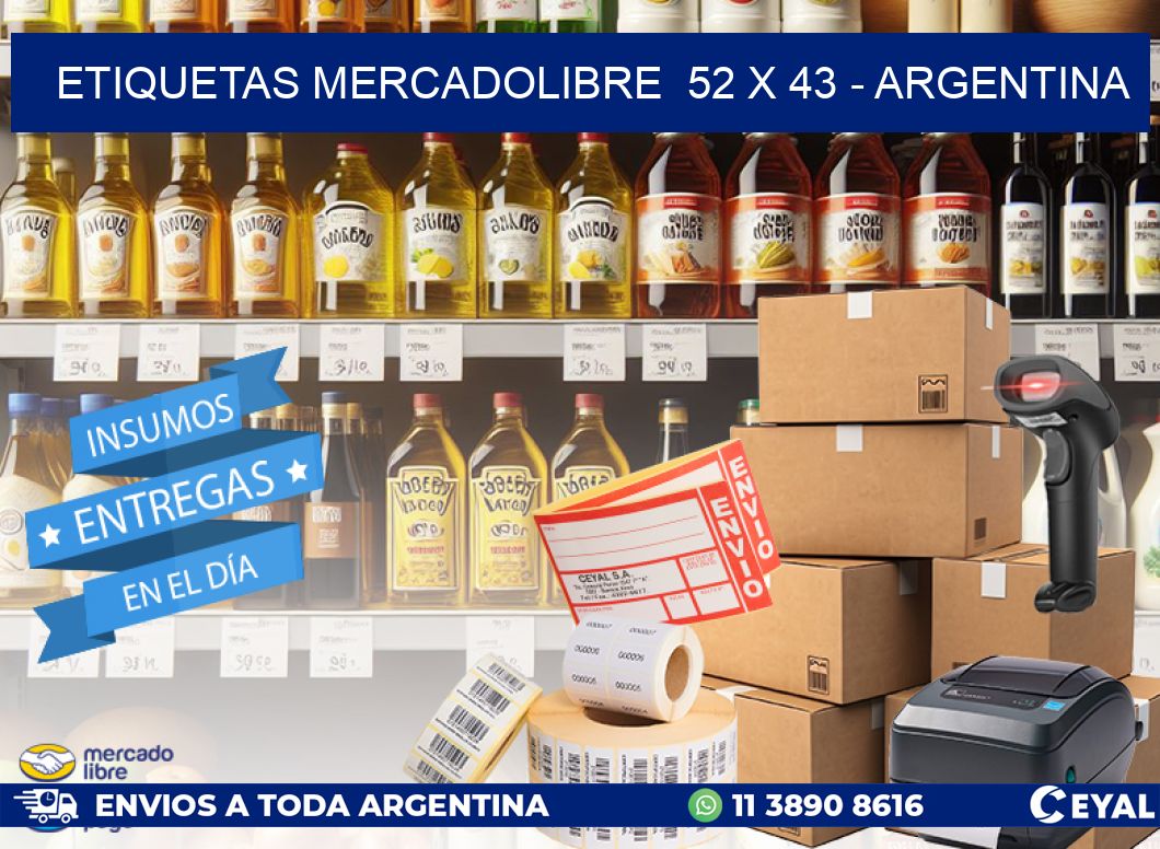 ETIQUETAS MERCADOLIBRE  52 x 43 - ARGENTINA