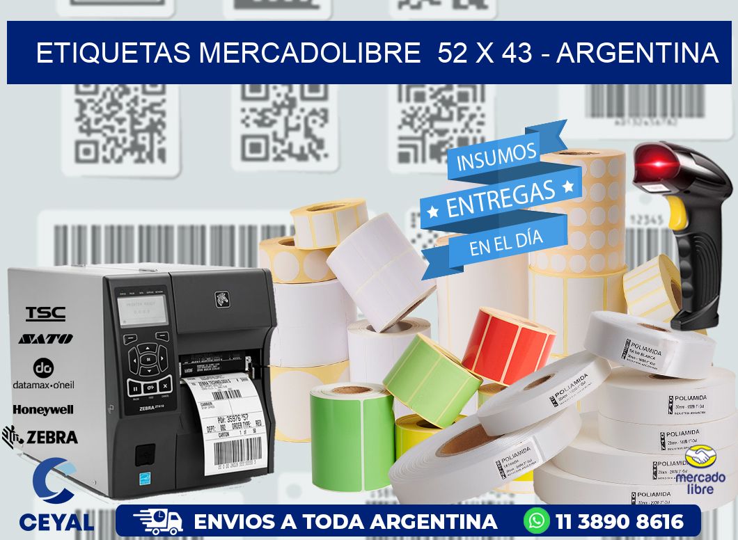 ETIQUETAS MERCADOLIBRE  52 x 43 - ARGENTINA