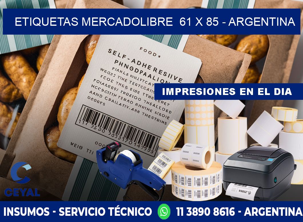 ETIQUETAS MERCADOLIBRE  61 x 85 - ARGENTINA