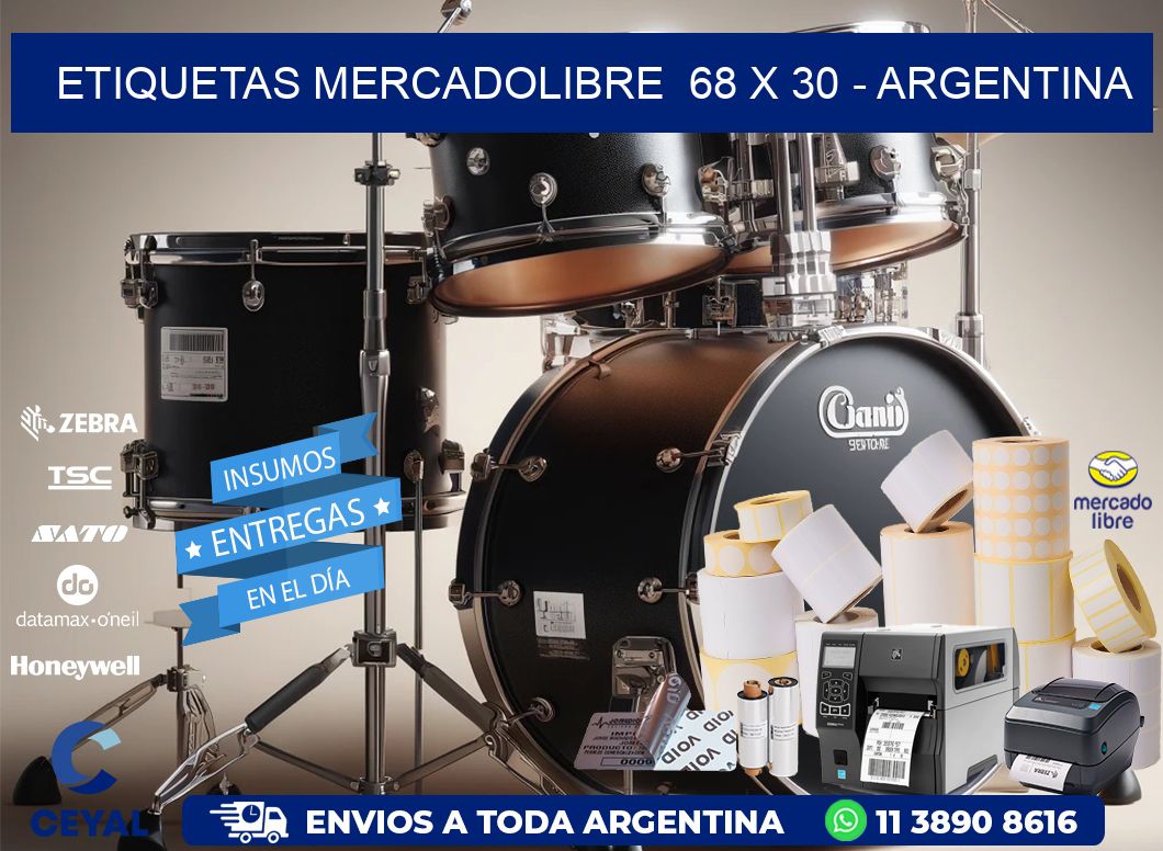 ETIQUETAS MERCADOLIBRE  68 x 30 - ARGENTINA