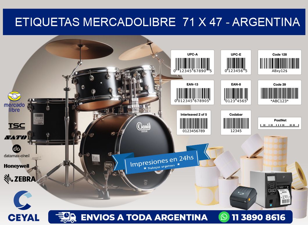 ETIQUETAS MERCADOLIBRE  71 x 47 - ARGENTINA