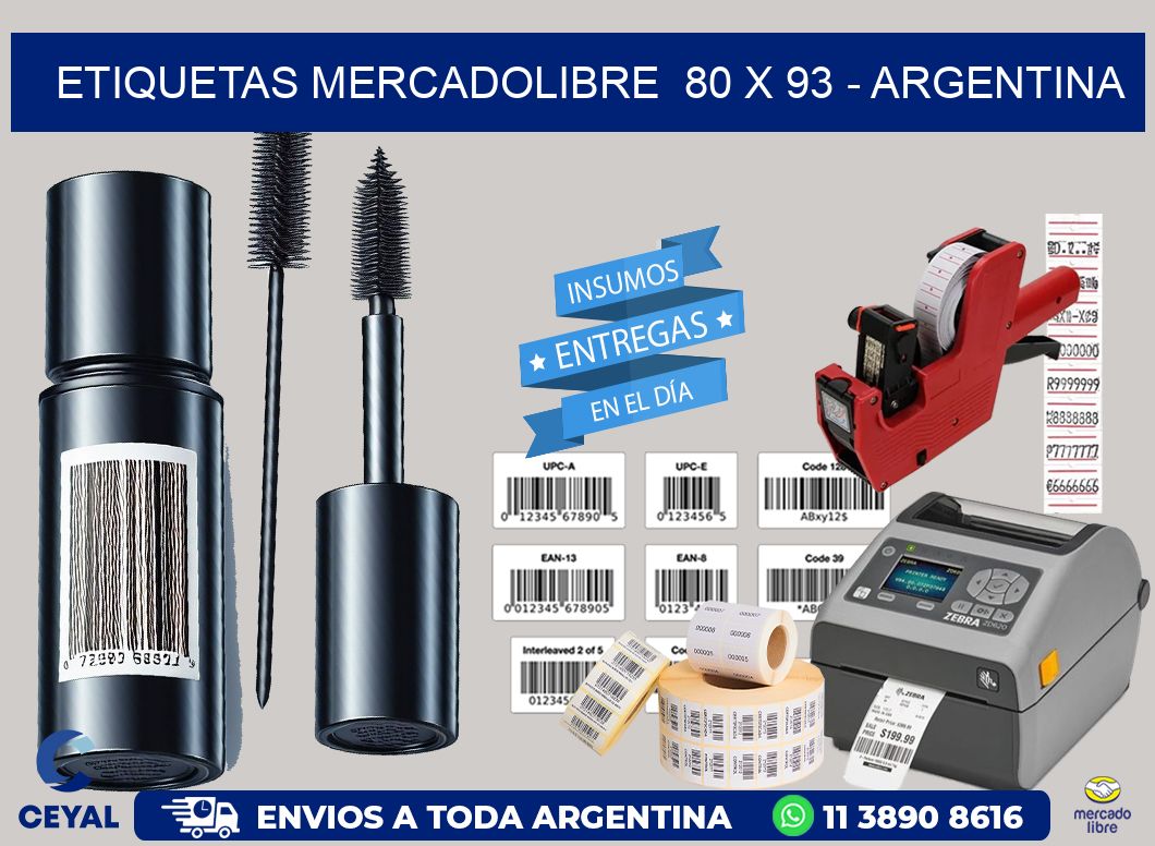 ETIQUETAS MERCADOLIBRE  80 x 93 - ARGENTINA