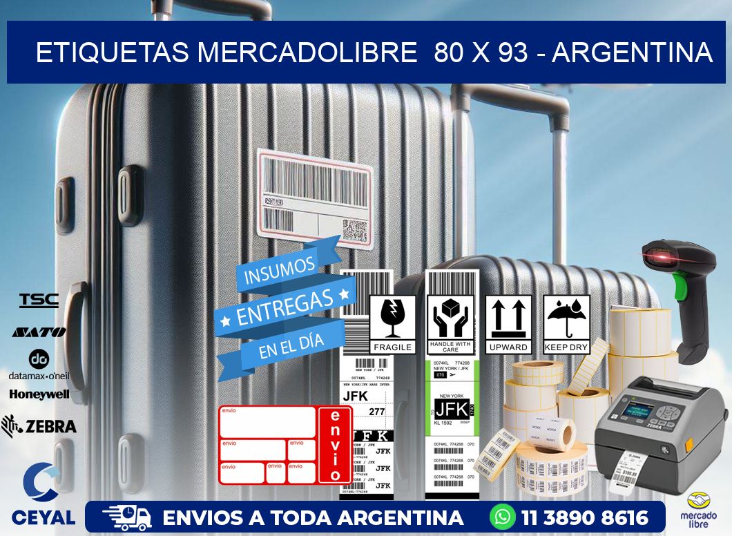 ETIQUETAS MERCADOLIBRE  80 x 93 - ARGENTINA