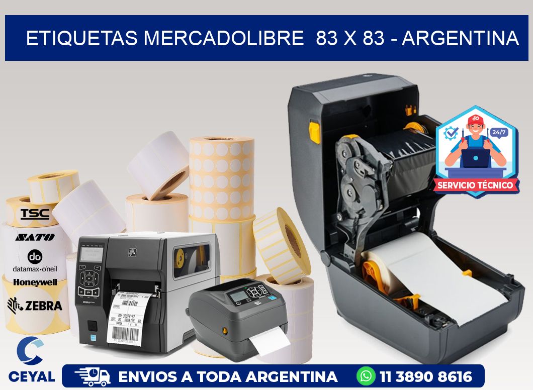 ETIQUETAS MERCADOLIBRE  83 x 83 - ARGENTINA