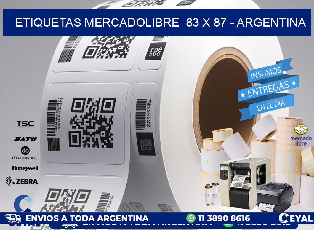 ETIQUETAS MERCADOLIBRE  83 x 87 - ARGENTINA