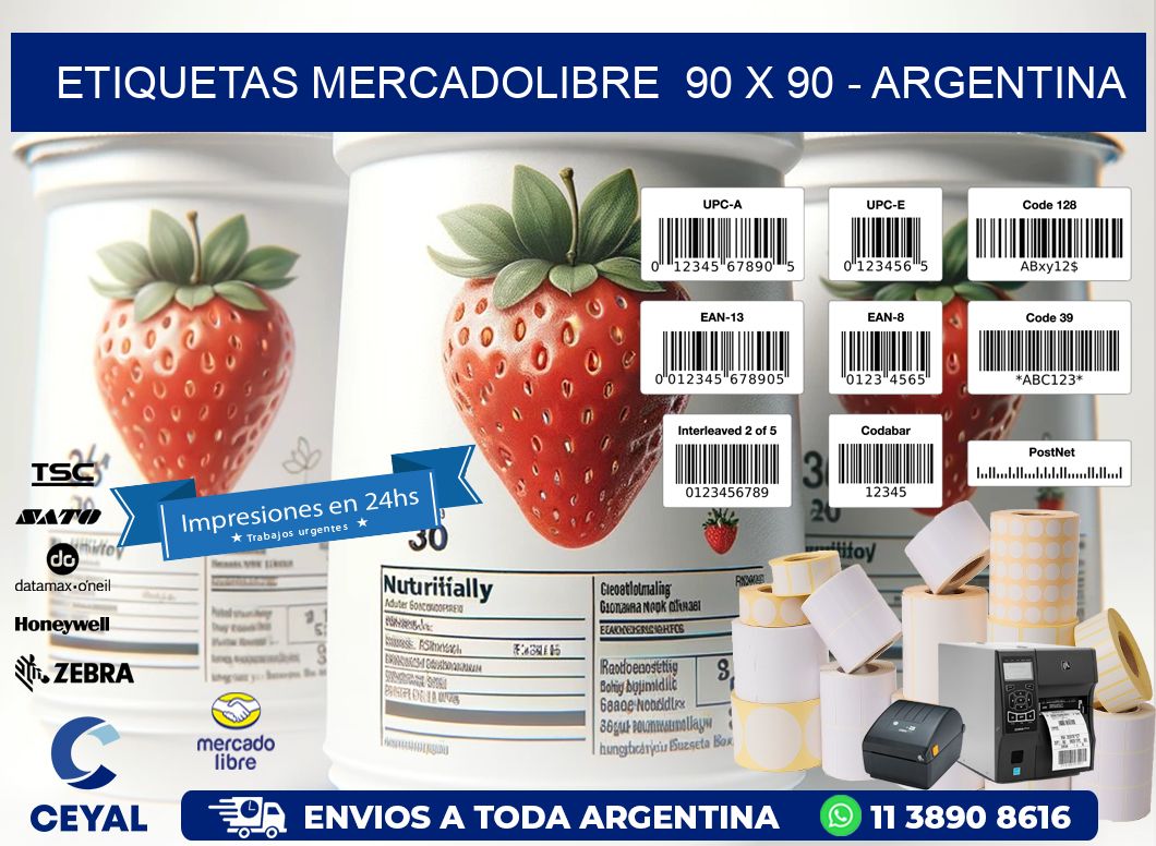 ETIQUETAS MERCADOLIBRE  90 x 90 - ARGENTINA