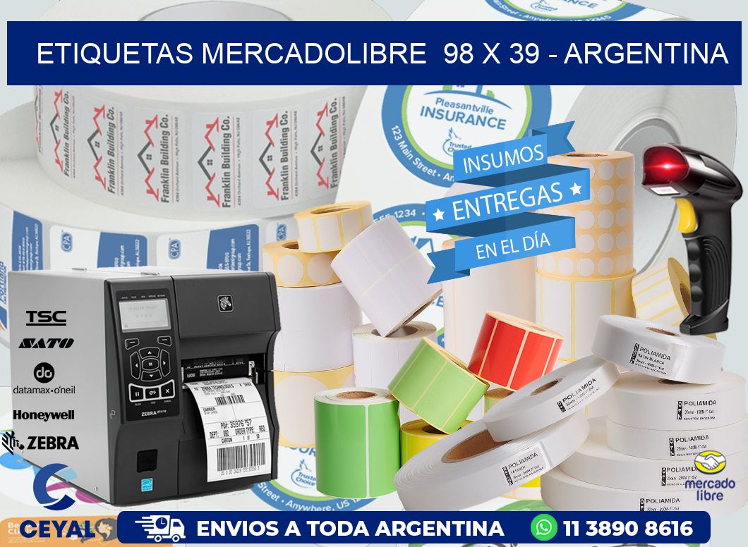 ETIQUETAS MERCADOLIBRE  98 x 39 - ARGENTINA