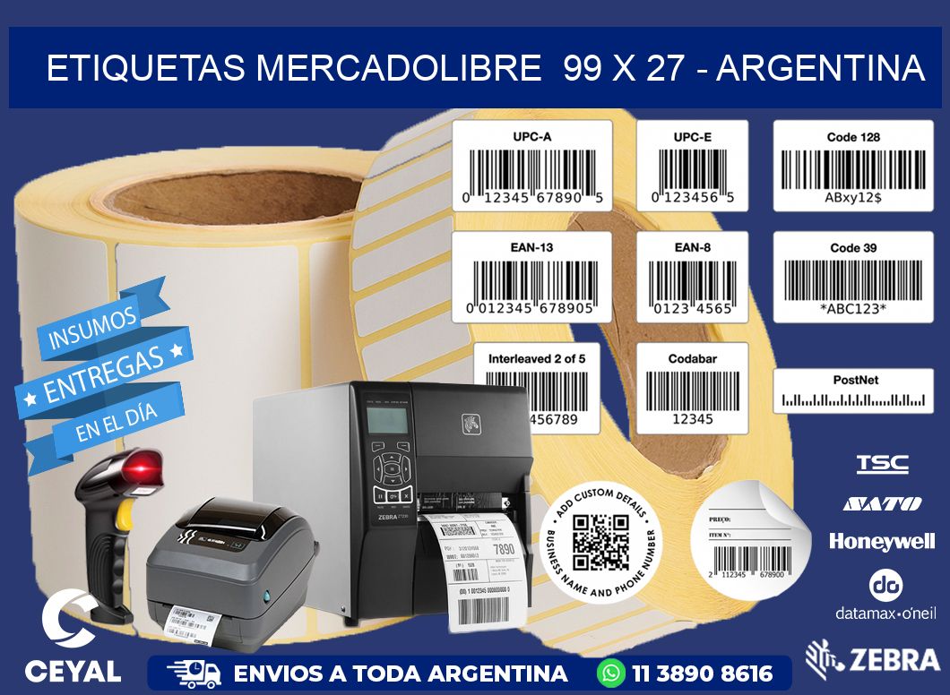 ETIQUETAS MERCADOLIBRE  99 x 27 - ARGENTINA