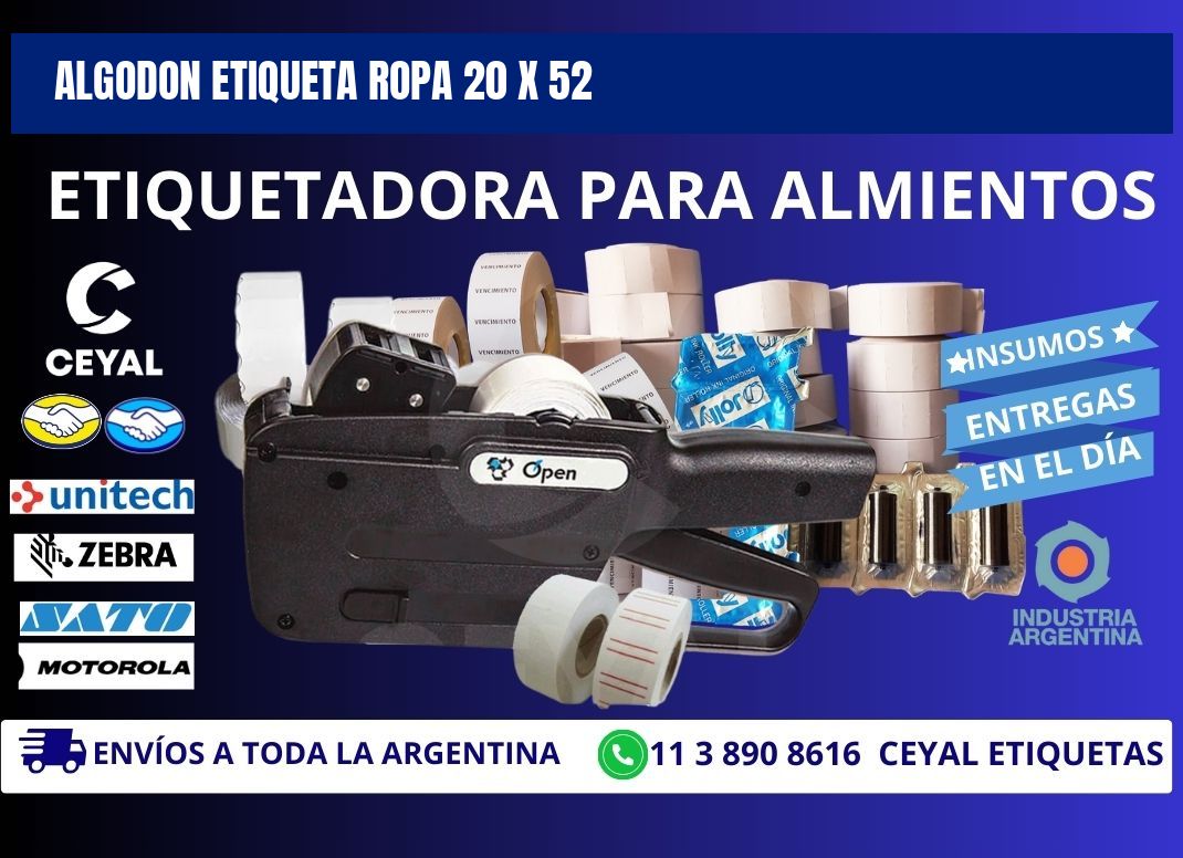 ALGODON ETIQUETA ROPA 20 x 52