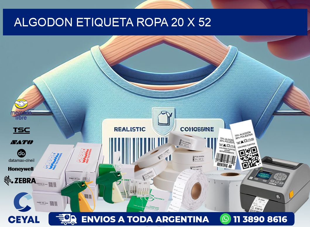 ALGODON ETIQUETA ROPA 20 x 52