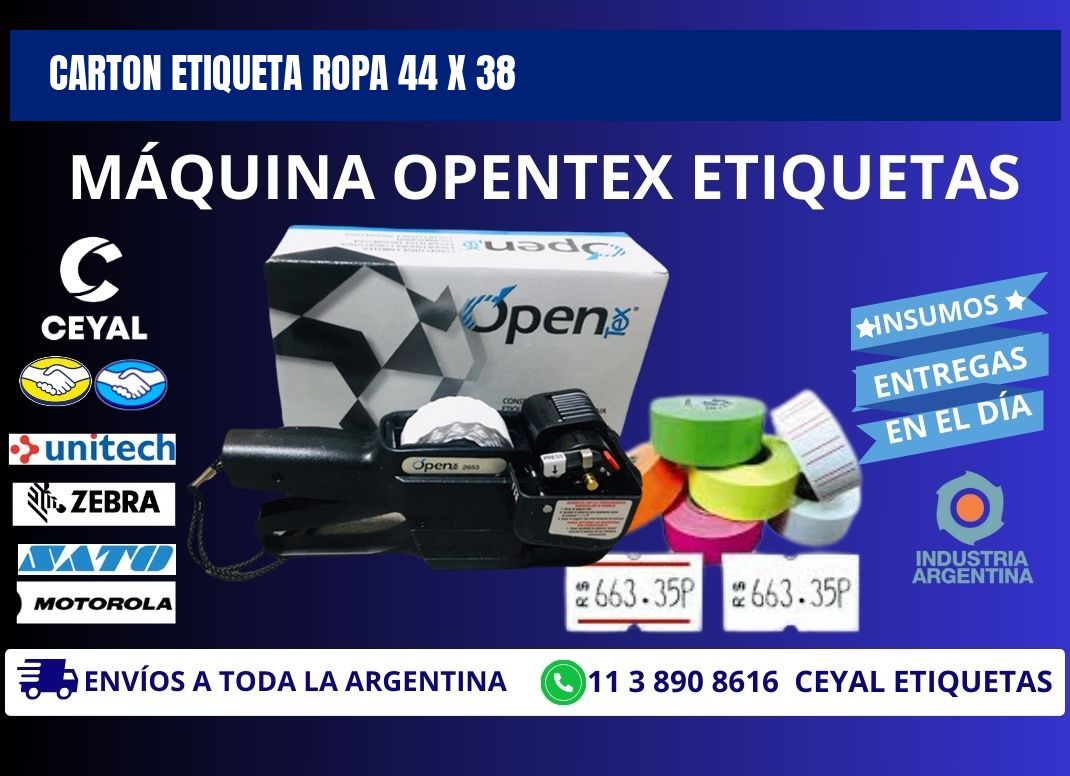 CARTON ETIQUETA ROPA 44 x 38