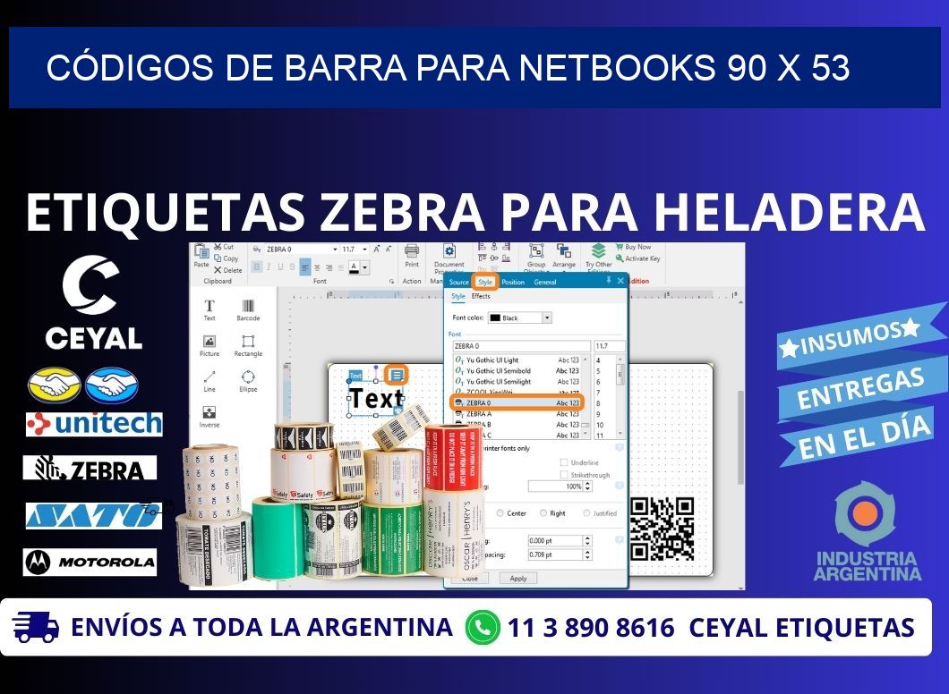 CÓDIGOS DE BARRA PARA NETBOOKS 90 x 53