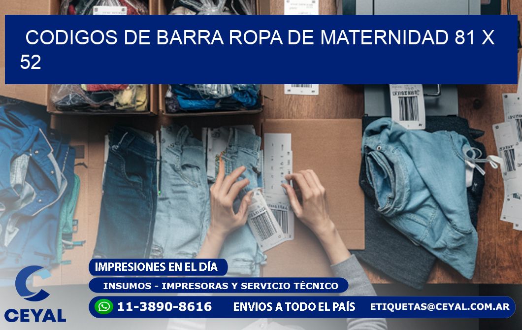 CODIGOS DE BARRA ROPA DE MATERNIDAD 81 x 52