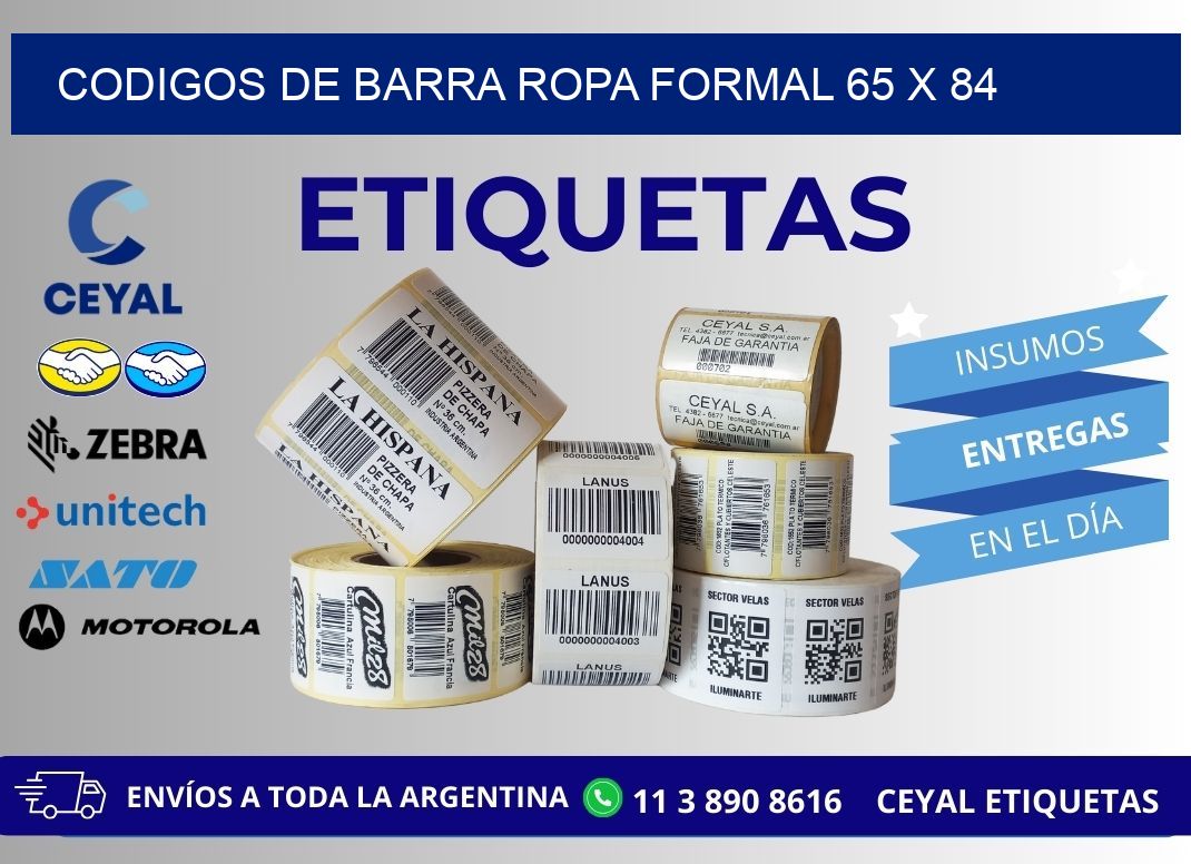 CODIGOS DE BARRA ROPA FORMAL 65 x 84