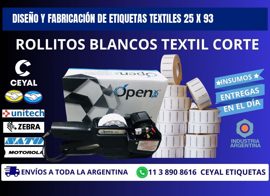 DISEÑO Y FABRICACIÓN DE ETIQUETAS TEXTILES 25 x 93