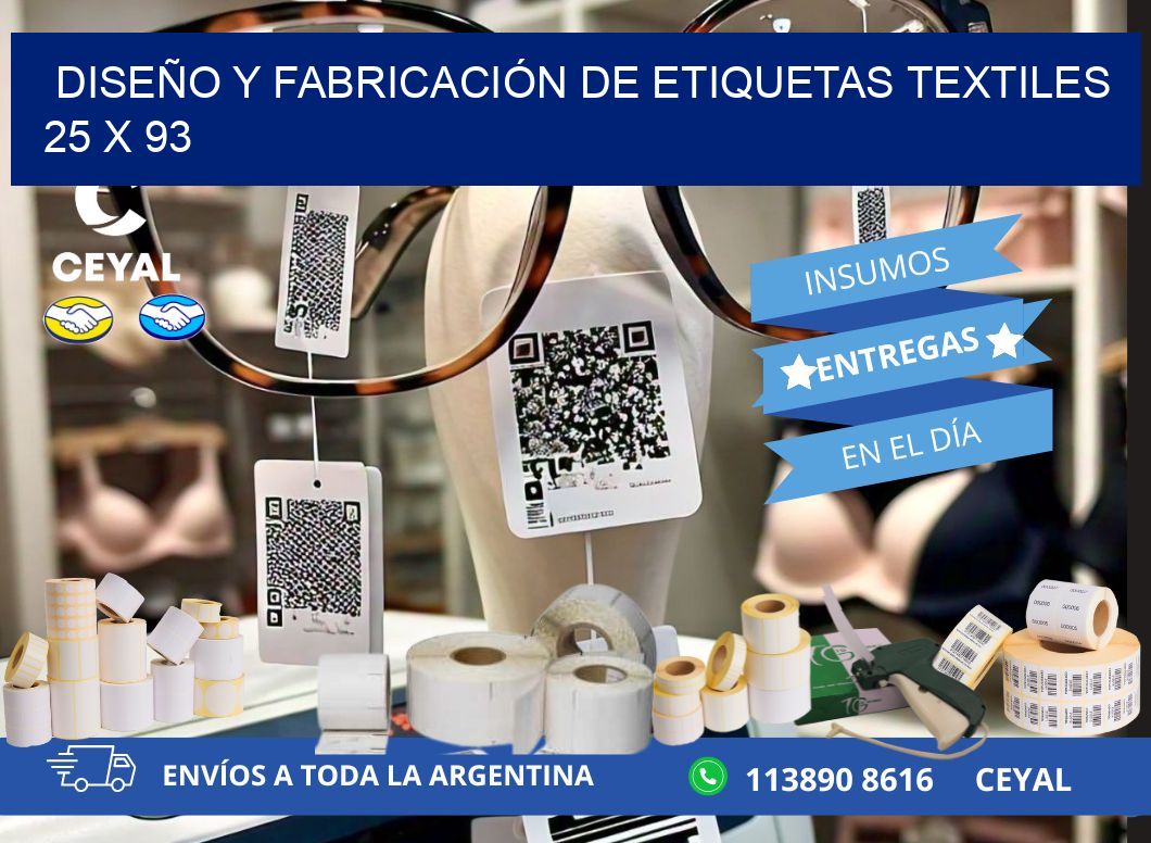 DISEÑO Y FABRICACIÓN DE ETIQUETAS TEXTILES 25 x 93