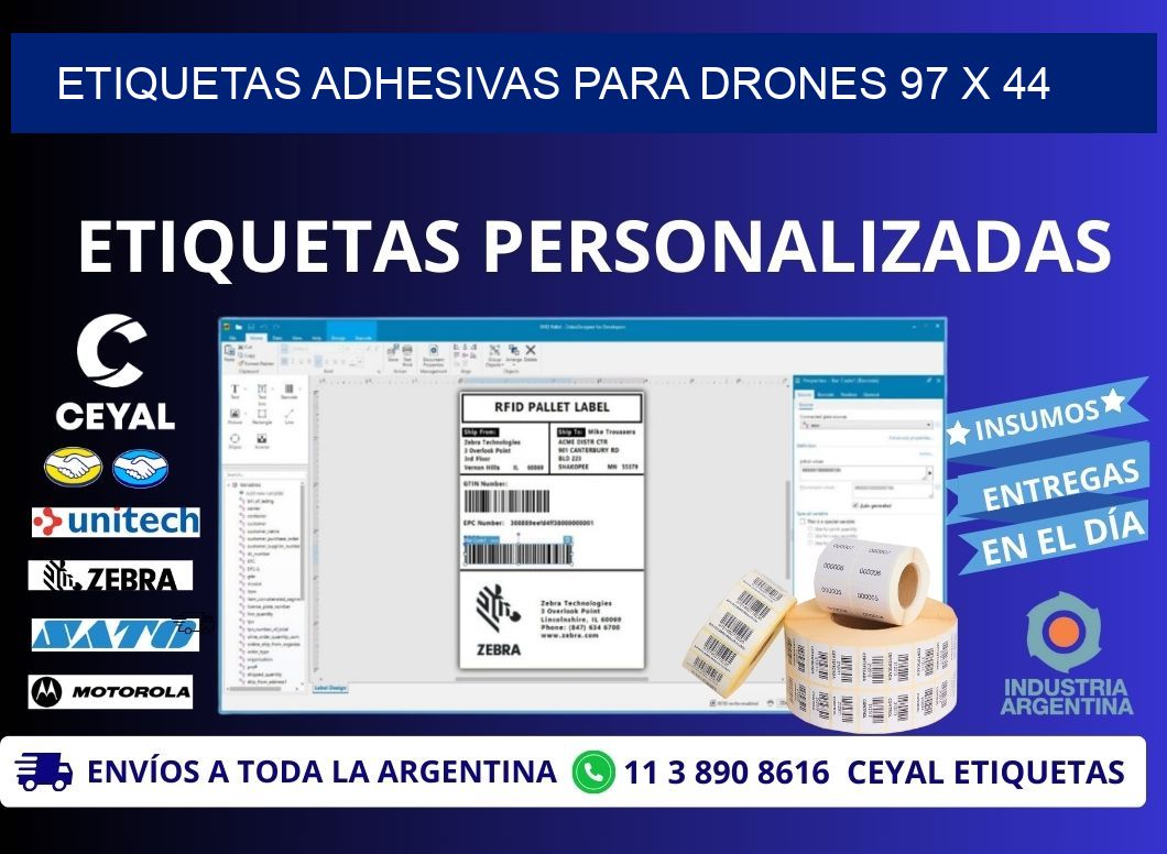 ETIQUETAS ADHESIVAS PARA DRONES 97 x 44