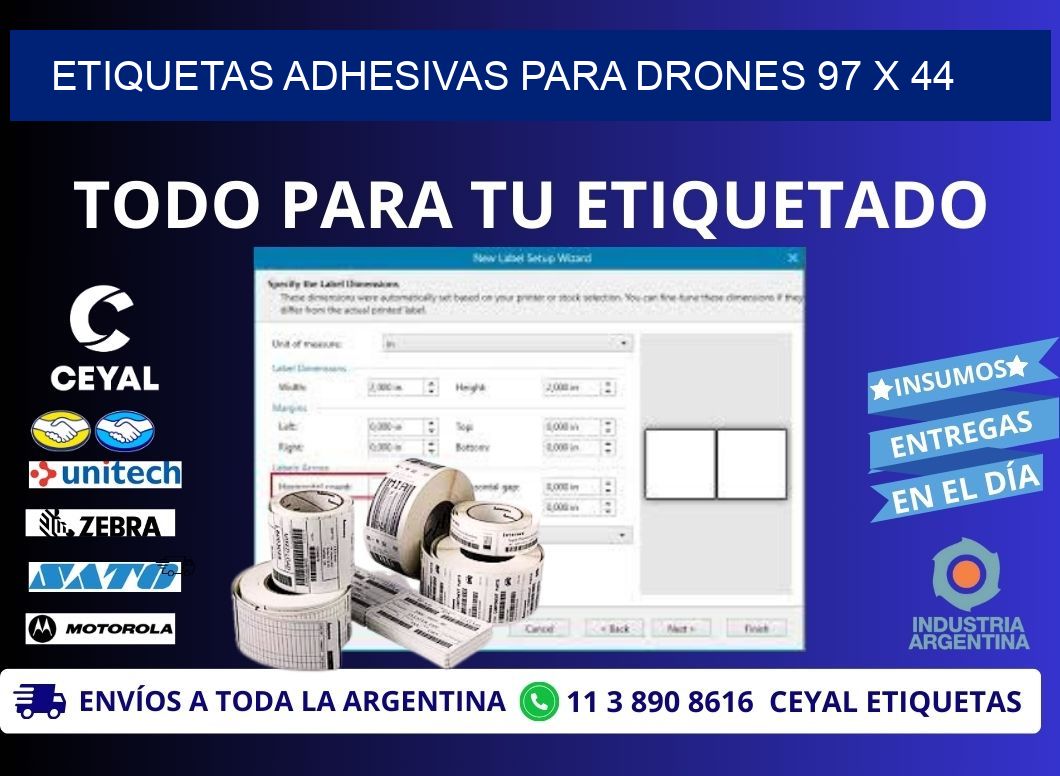 ETIQUETAS ADHESIVAS PARA DRONES 97 x 44