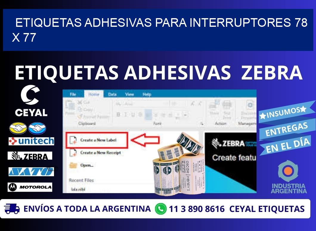 ETIQUETAS ADHESIVAS PARA INTERRUPTORES 78 x 77