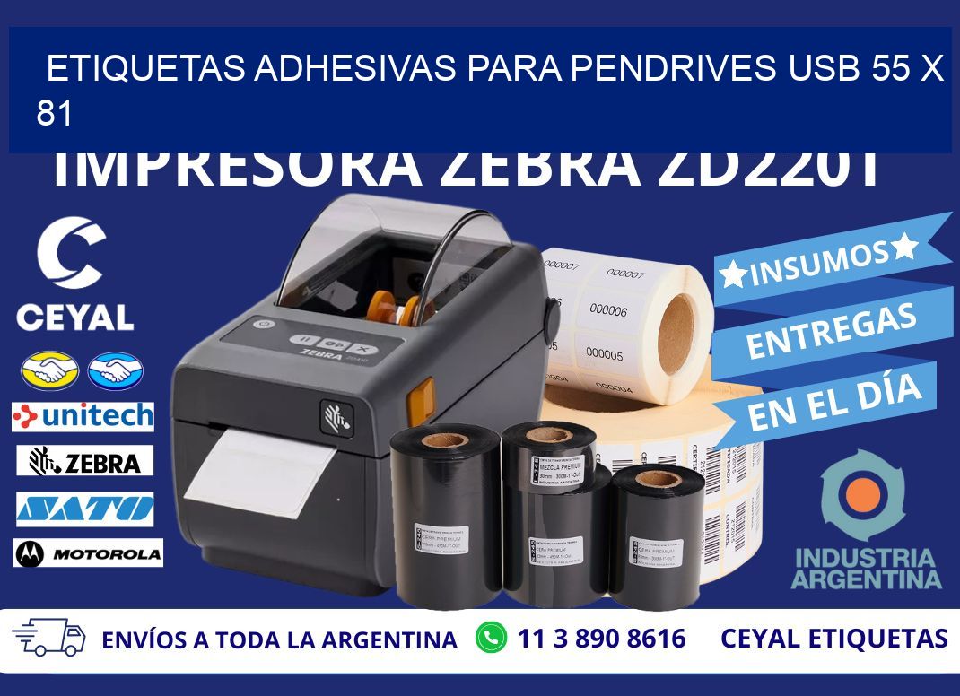 ETIQUETAS ADHESIVAS PARA PENDRIVES USB 55 x 81