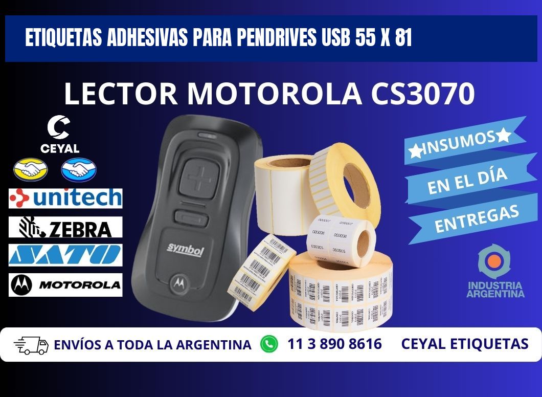 ETIQUETAS ADHESIVAS PARA PENDRIVES USB 55 x 81