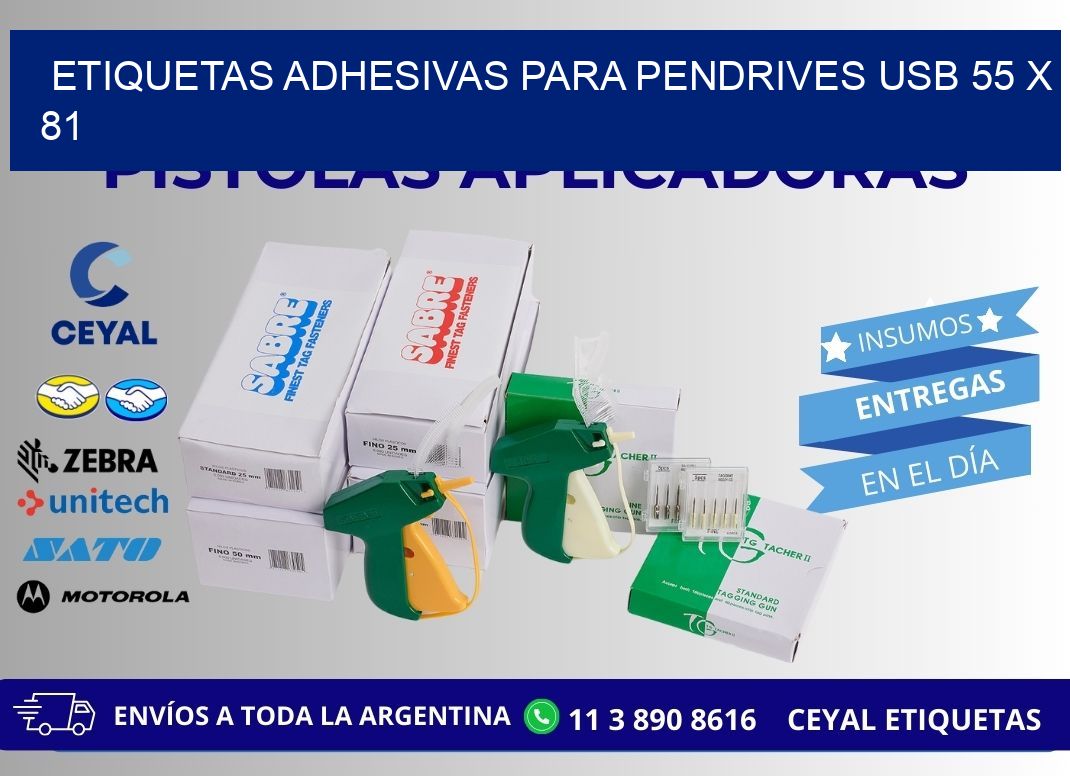 ETIQUETAS ADHESIVAS PARA PENDRIVES USB 55 x 81