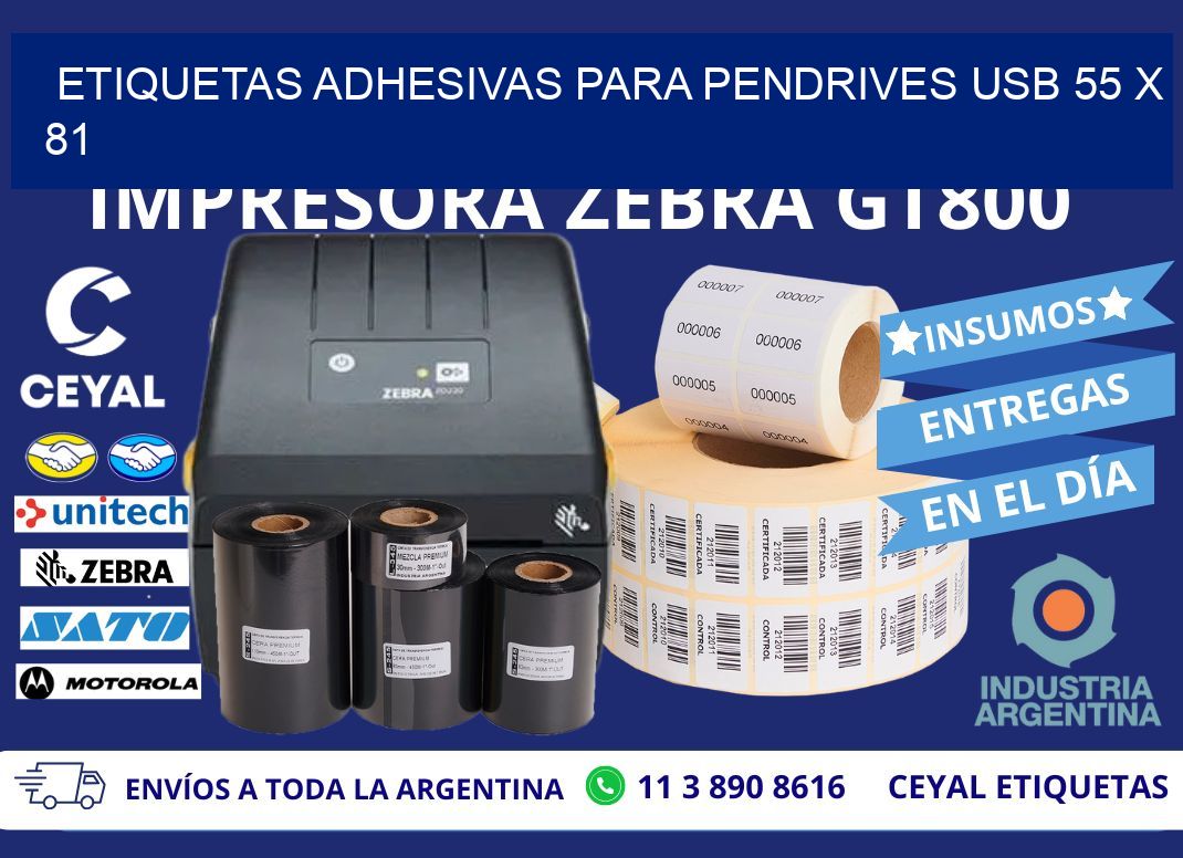 ETIQUETAS ADHESIVAS PARA PENDRIVES USB 55 x 81