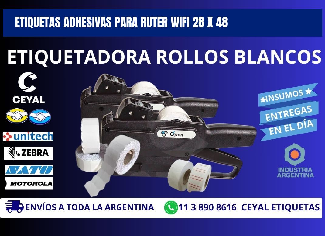 ETIQUETAS ADHESIVAS PARA RUTER WIFI 28 x 48