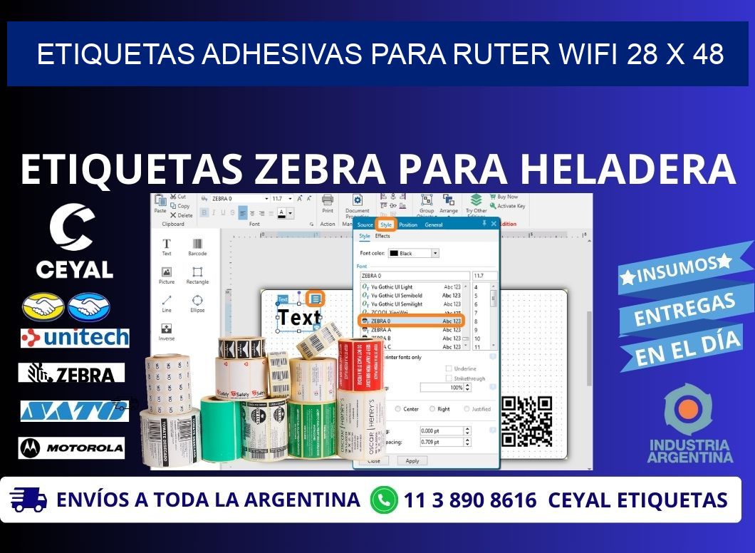 ETIQUETAS ADHESIVAS PARA RUTER WIFI 28 x 48