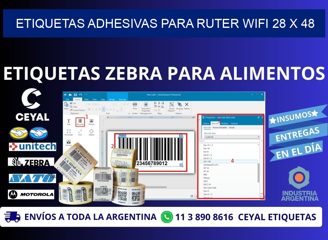 ETIQUETAS ADHESIVAS PARA RUTER WIFI 28 x 48