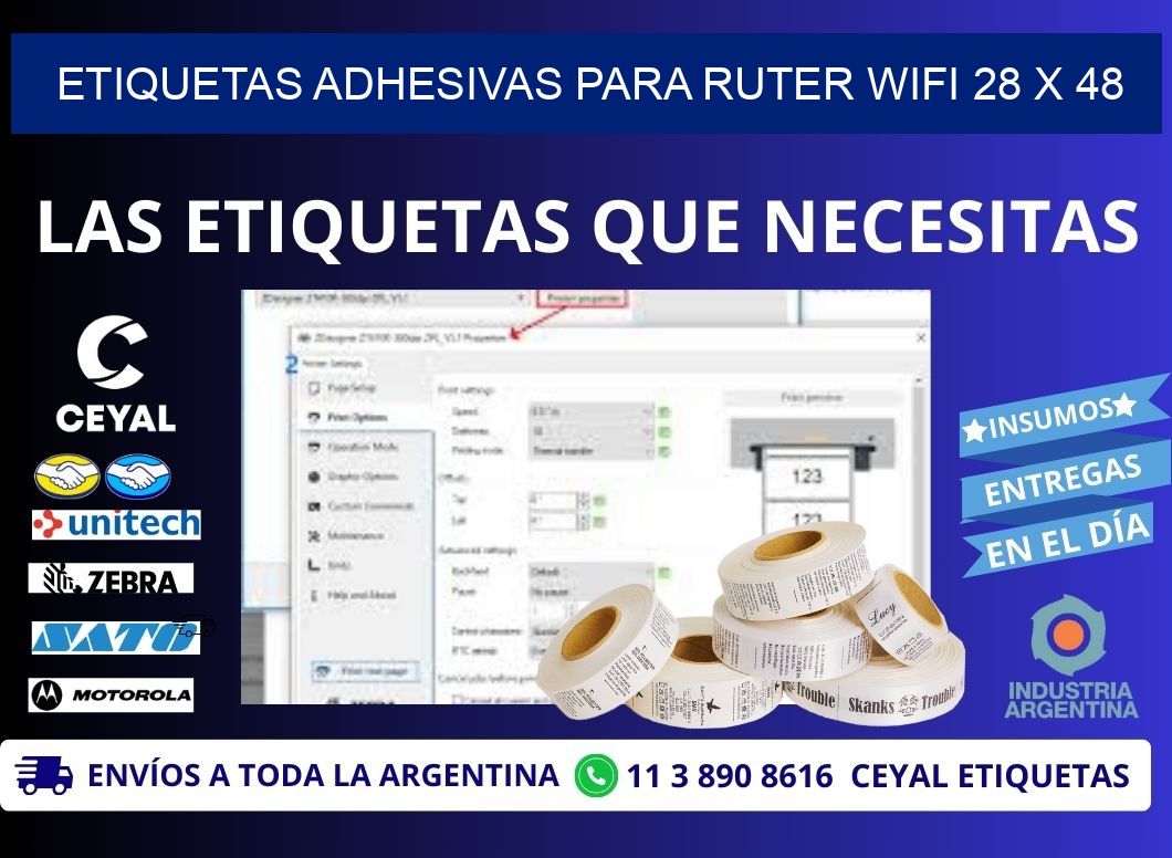 ETIQUETAS ADHESIVAS PARA RUTER WIFI 28 x 48