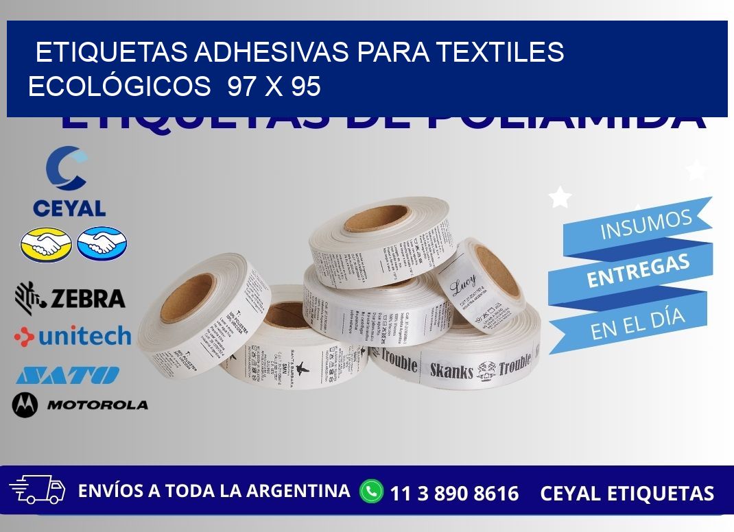 ETIQUETAS ADHESIVAS PARA TEXTILES ECOLÓGICOS  97 x 95