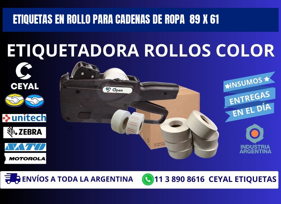 ETIQUETAS EN ROLLO PARA CADENAS DE ROPA  89 x 61