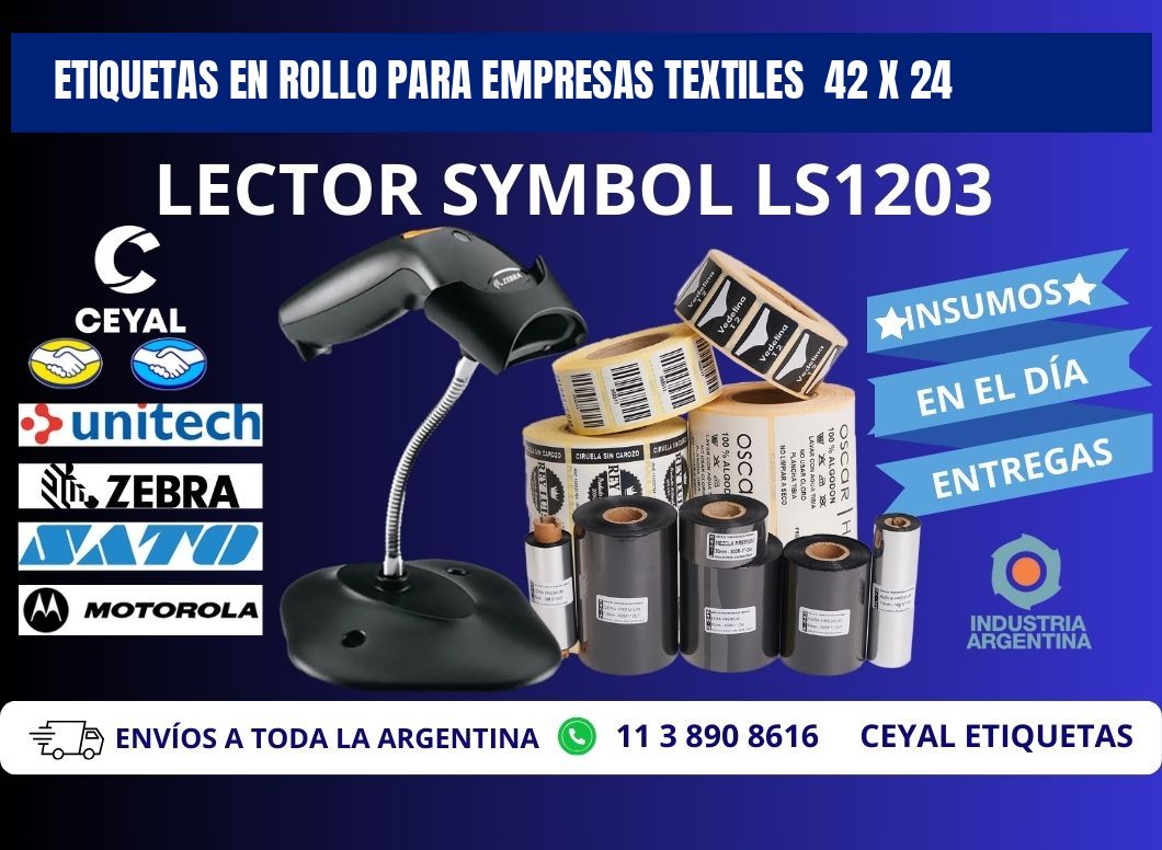 ETIQUETAS EN ROLLO PARA EMPRESAS TEXTILES  42 x 24