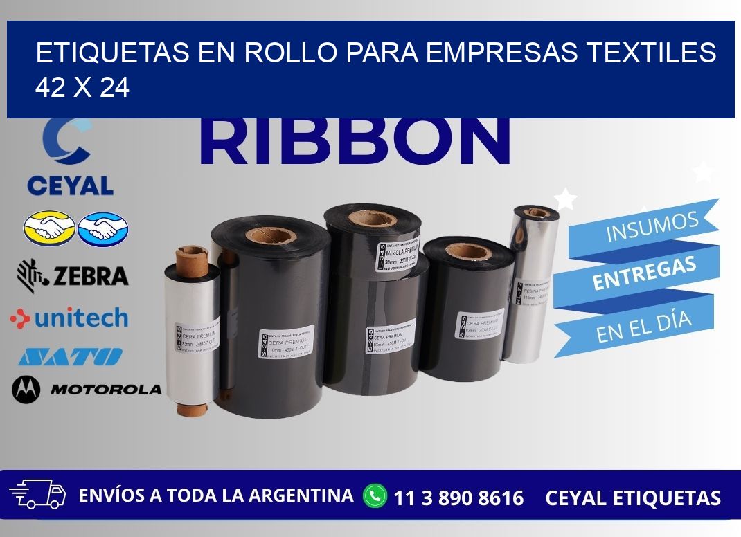 ETIQUETAS EN ROLLO PARA EMPRESAS TEXTILES  42 x 24