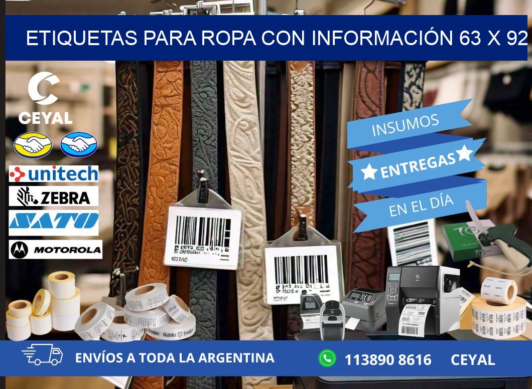 ETIQUETAS PARA ROPA CON INFORMACIÓN 63 x 92