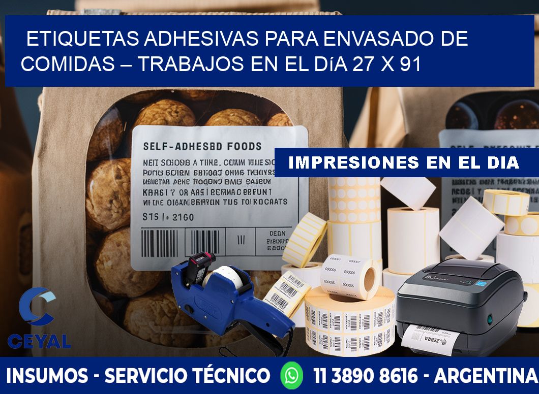 Etiquetas adhesivas para envasado de comidas – Trabajos en el día 27 x 91