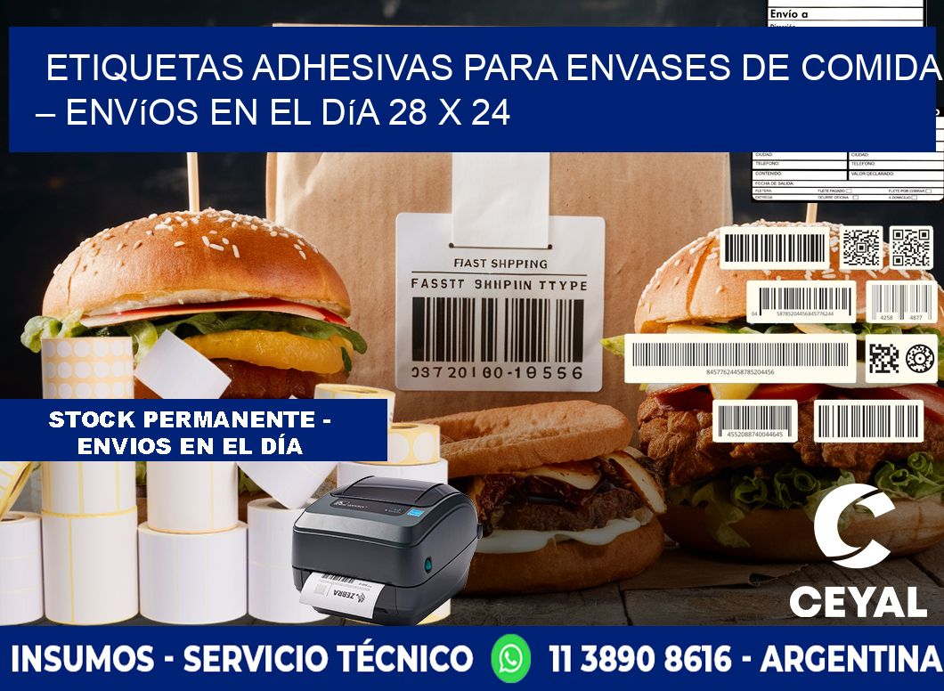 Etiquetas adhesivas para envases de comida – Envíos en el día 28 x 24