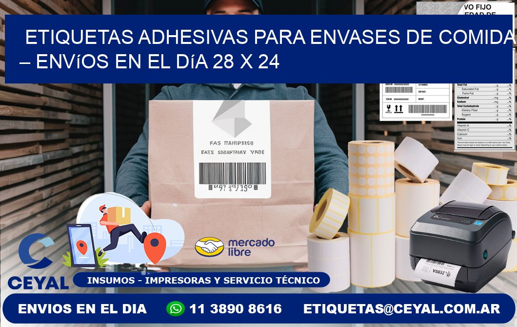 Etiquetas adhesivas para envases de comida – Envíos en el día 28 x 24