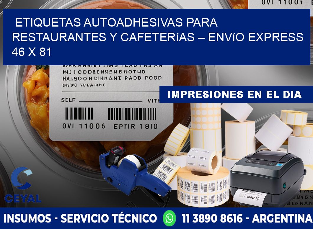 Etiquetas autoadhesivas para restaurantes y cafeterías – Envío express 46 x 81