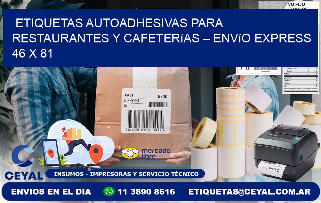 Etiquetas autoadhesivas para restaurantes y cafeterías – Envío express 46 x 81