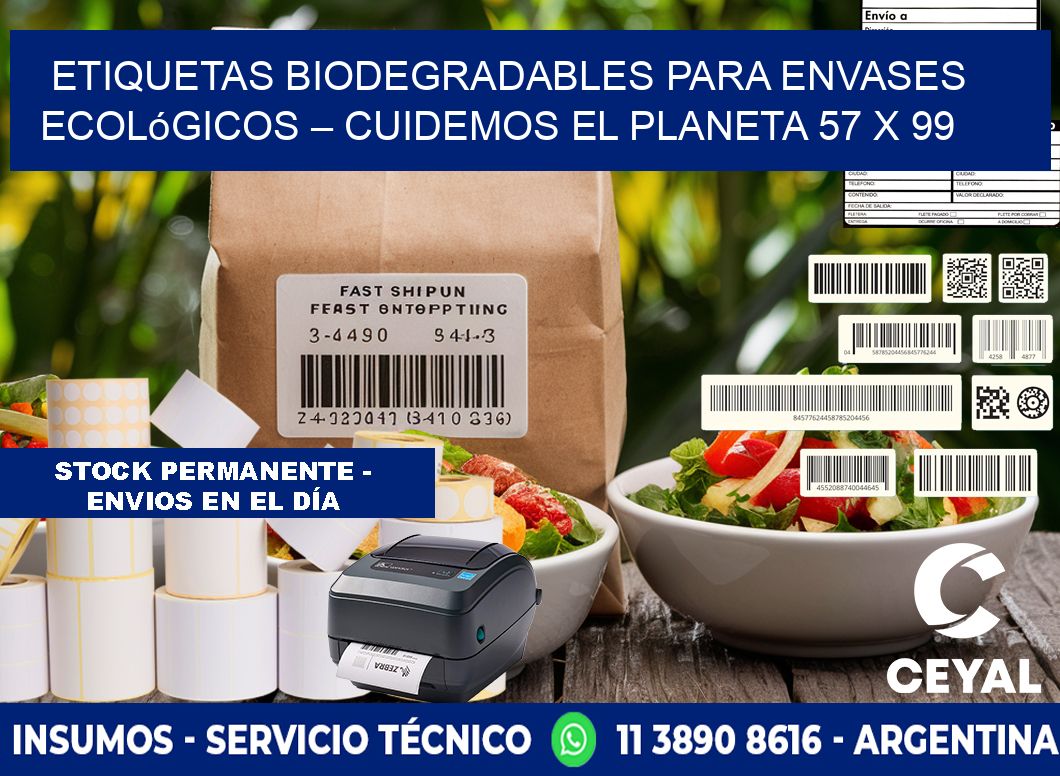 Etiquetas biodegradables para envases ecológicos – Cuidemos el planeta 57 x 99