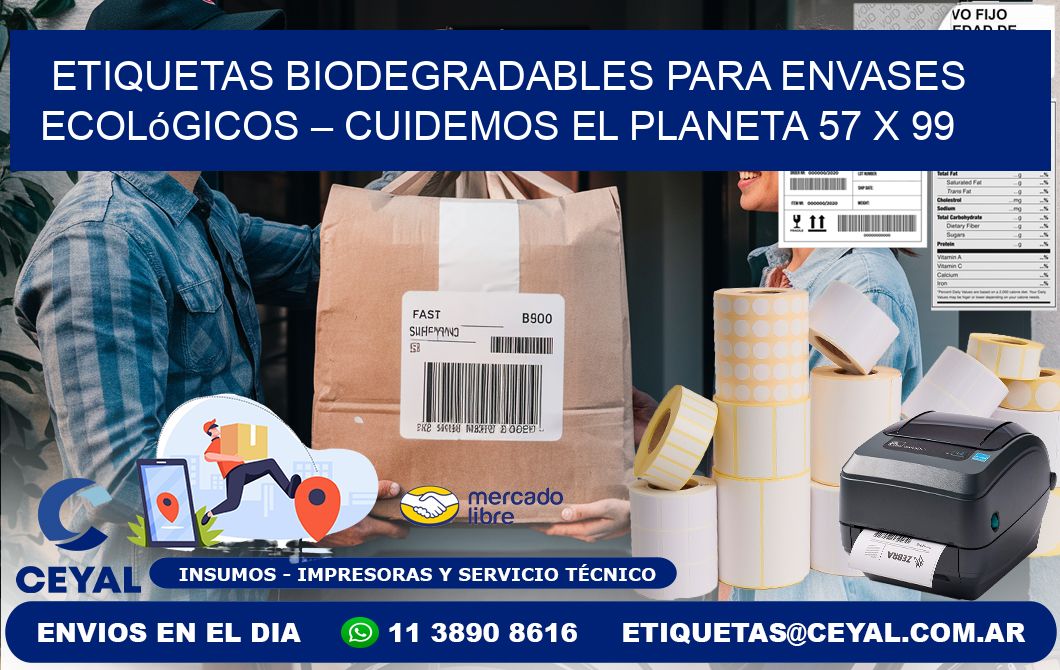 Etiquetas biodegradables para envases ecológicos – Cuidemos el planeta 57 x 99