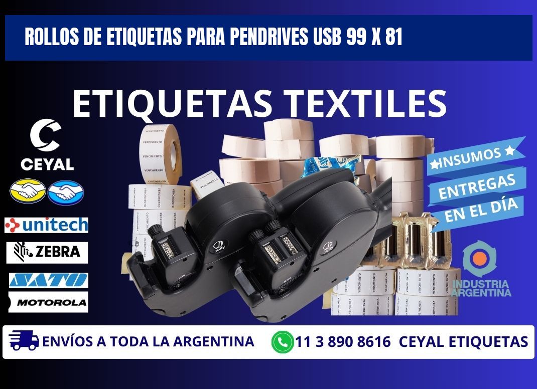 ROLLOS DE ETIQUETAS PARA PENDRIVES USB 99 x 81