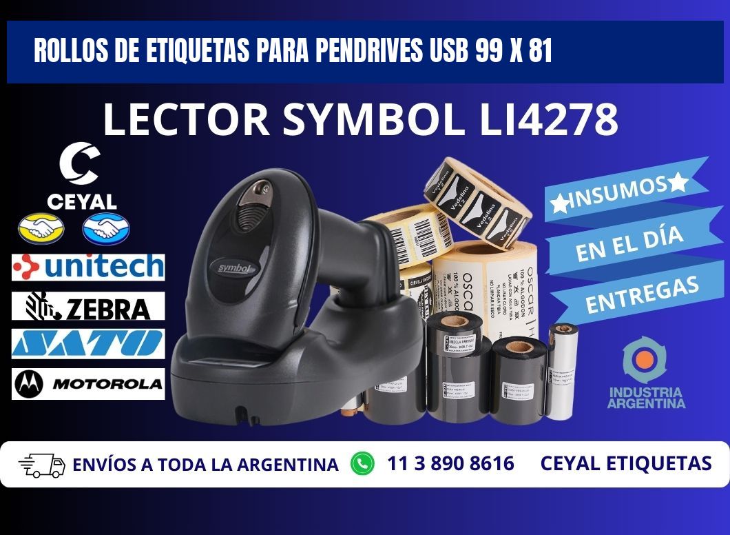 ROLLOS DE ETIQUETAS PARA PENDRIVES USB 99 x 81