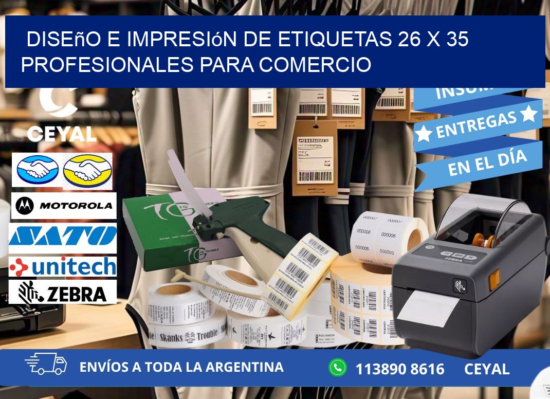 Diseño e Impresión de Etiquetas 26 x 35 Profesionales para Comercio