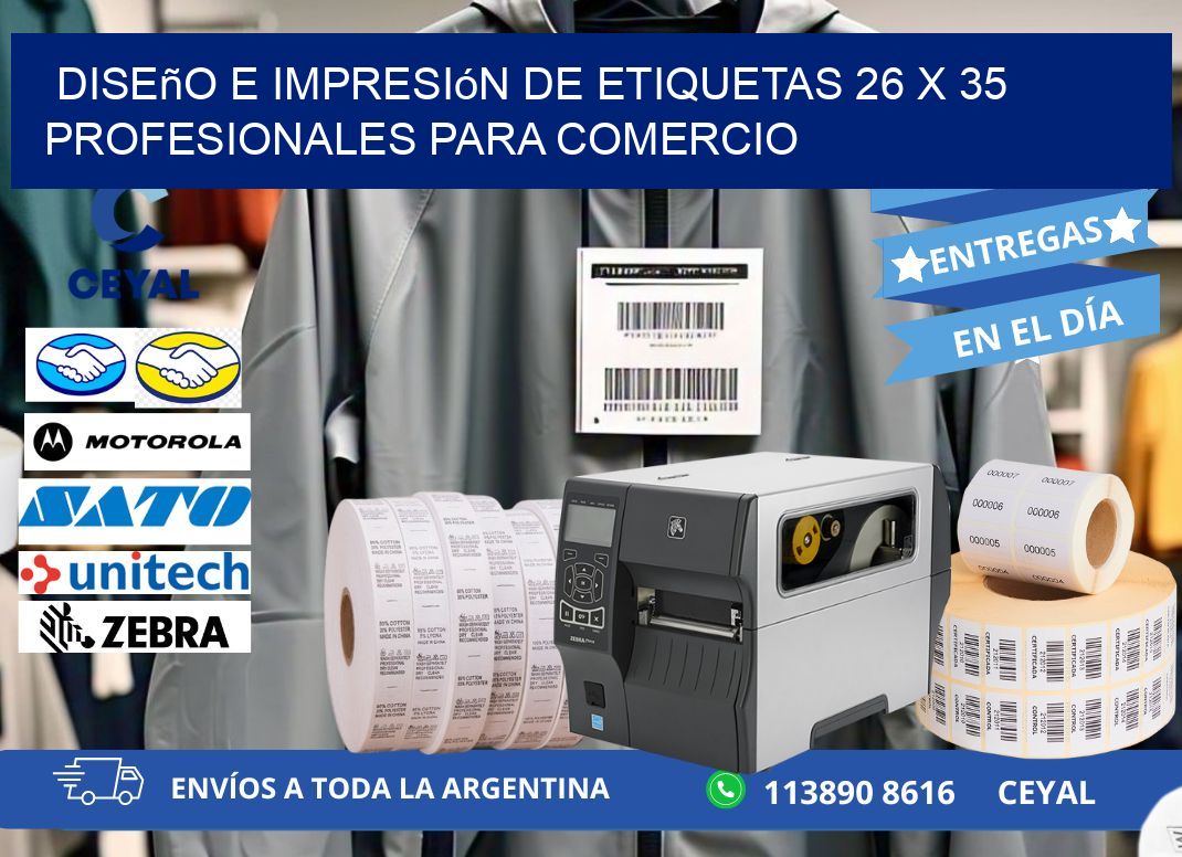 Diseño e Impresión de Etiquetas 26 x 35 Profesionales para Comercio